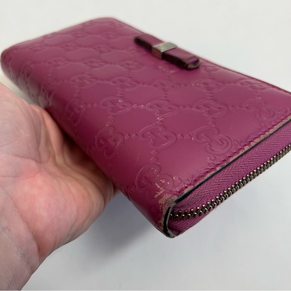 GUCCI Guccissima Signature Bowy Zip Around Wallet Peonia Flower - Picture 5 of 16